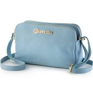 Baroncelli Shoulder Bag Made in Italy Soft Italian Leather with Long‎ Stripes